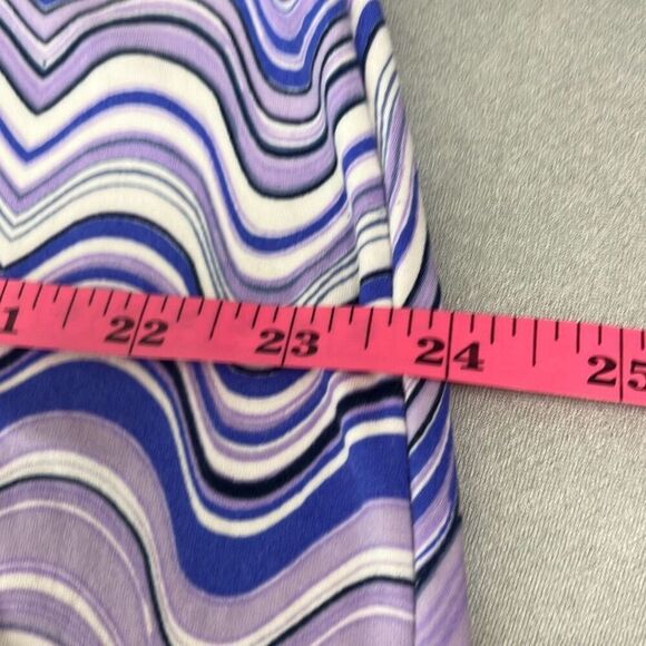 Just Be 2X Purple Abstract Wave Print Criss Cross Strappy Boho Mini Dress Beach - Picture 9 of 10